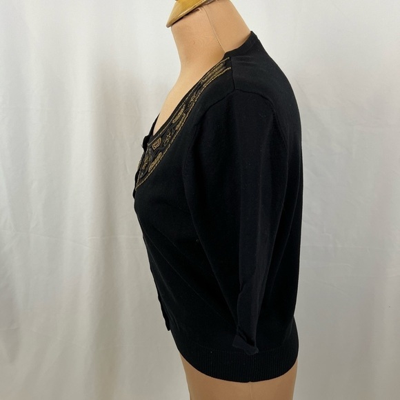 Cache Silk Blend Beaded Crop Cardigan Sweater - Picture 5 of 7